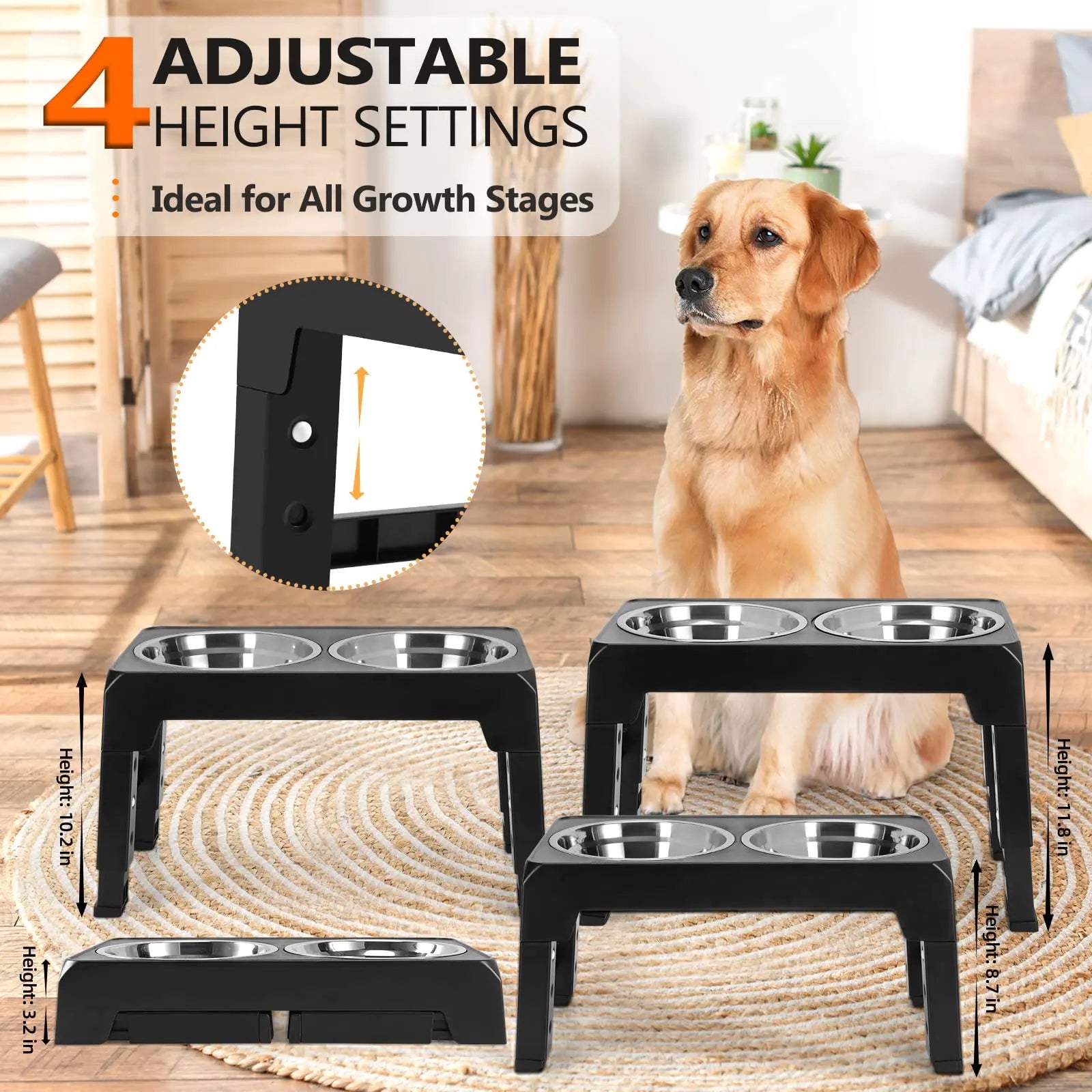 Adjustable Elevated Dog Feeder Bowl - Goofballs | Your Pet's Favorite Store