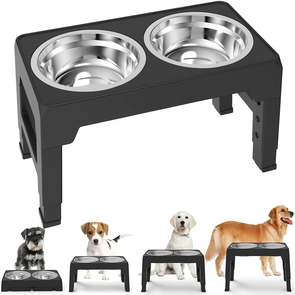 Adjustable Elevated Dog Feeder Bowl - Goofballs | Your Pet's Favorite Store